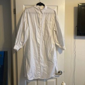 H&M oversized button from balloon sleeve shirt dress